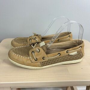 SPERRY TopSider‎ Boat Shoes Perforated Leather Women's 8 Tan Neutral